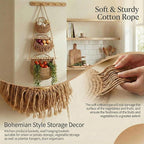 3 Tier Hanging Fruit Basket, Jute Wall Baskets Removable, Portable Produce - Image 4
