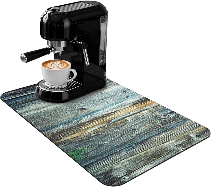 Coffee Maker Mat 20x12 Inch, Wood Grain Panel Style, Absorbent Hide Stain by Unknown