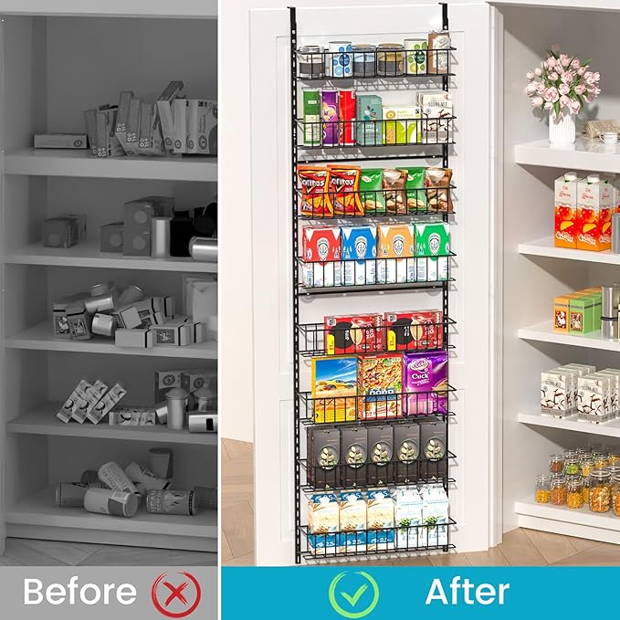 8-Tier Pantry Door Oragnizer, Over The Door Pantry Organizer Rack and Storage - Image 2
