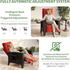 IDEALHOUSE Wicker Outdoor Recliner Reclining Patio Chairs with Adjustable Back & Footrest 150° Lay-Flat Reclining with Air Pump Rattan Flip-Up Side Table Outdoor Lounge Chairs for Pool Deck Balcony - Image 6