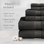NY Loft 100% Cotton 6 Piece Bath Towel Set | Grey Towels | Oeko-TEX® Standard - Image 2
