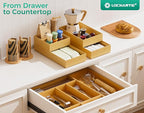 Bamboo Kitchen Drawer Organizer Boxes – 9" x 6" Stackable Wood Silverware - Image 7