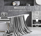 2 Hand Towel Set 16"x31" Black White Towel Set - Image 3