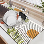 19.5" x 12" Dish Drying Mat & 24" x 5.5" Sink Splash Guard, Super Absorbent - Image 2