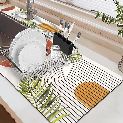 19.5" x 12" Dish Drying Mat & 24" x 5.5" Sink Splash Guard, Super Absorbent - Image 2
