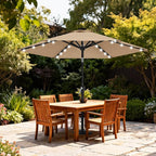 ABCCANOPY Durable Solar Led Patio Umbrellas with 24LED Lights 7.5FT with 6 Sturdy Ribs (Tan) - Image 2