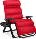 Best Choice Products Oversized Zero Gravity Chair, Folding Outdoor Patio Recliner, XL Anti Gravity Lounger w/Removable Cushion, Cup Holder, Side Tray, 350lb Capacity - Crimson Red by BestChoiceProducts