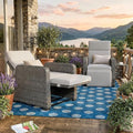 WACASA Outdoor Recliners Set of 2 with Independent Dual-Control – 150° Lay-Flat Wicker Patio Armchair with Air Pump, Flip-Up Side Table, Extended Footrest & 5" Thick Fade-Resistant Olefin Cushions by WACASA