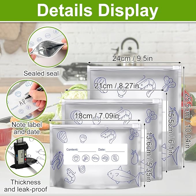 Reusable Aluminum Foil Sealable Storage Bags, Thicken Stand Up Foil Sealable - Image 4