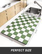 Rnivvi Dish Drying Mat for Kitchen Counter, XL 15 x 24" Cute Checkered - Image 2