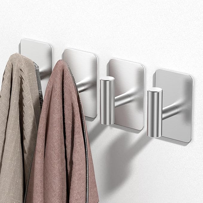 Silver Hooks for Hanging Heavy Duty, Wall Hooks for Shower, Waterproof & - Image 2