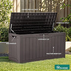 YITAHOME 100 Gallon Resin Deck Box, Weather Resistant Outdoor Storage Box, Lockable Indoor Outdoor Storage for Supplies and Essentials, Dark Brown - Image 4