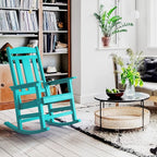 LUE BONA Rocking Chair Outdoor, Weather Resistant HDPS Plastic Rocker Chairs, 350lb Heavy Duty, Oversized Porch Rocker for Adult, High Back Smooth Rocking Chairs for Outdoor & Indoor, Aruba Blue - Image 6