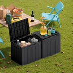 Devoko 30 Gallon Resin Deck Box 2 Pack Outdoor Indoor Waterproof Storage Box for Patio Furniture Pool Accessories Storage for Cushion Garden Tools (Black, 2 Pack) - Image 4
