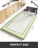 Rnivvi Dish Drying Mat for Kitchen Counter, XL 15 x 24" Cute Flower Theme - Image 2