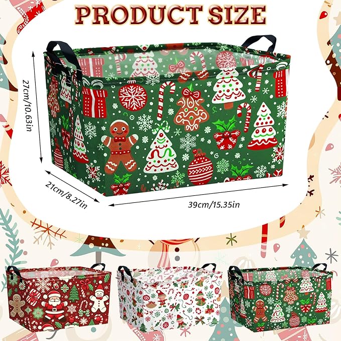 4 Pack Christmas Storage Bin Collapsible Large Christmas Storage Baskets - Image 2