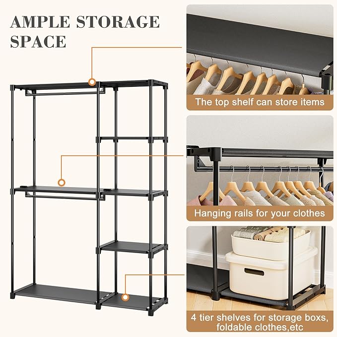 Portable Closet, Freestanding Wardrobe Closet Organizers and Storage, Open - Image 8