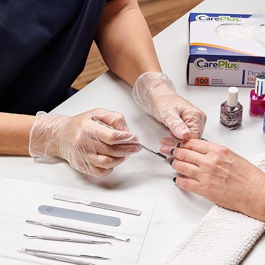 CARE PLUS Latex-Free Vinyl Gloves Clear Medium Size 100 Count | Heavy Duty - Image 8