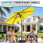 AreShark 7.5FT Patio Umbrella Table Market Umbrella with 6 Sturdy Ribs, Button Tilt/Crank Heavy-Duty Round Outdoor Umbrellas for Garden, Deck, Backyard,and Pool, Yellow - Image 6
