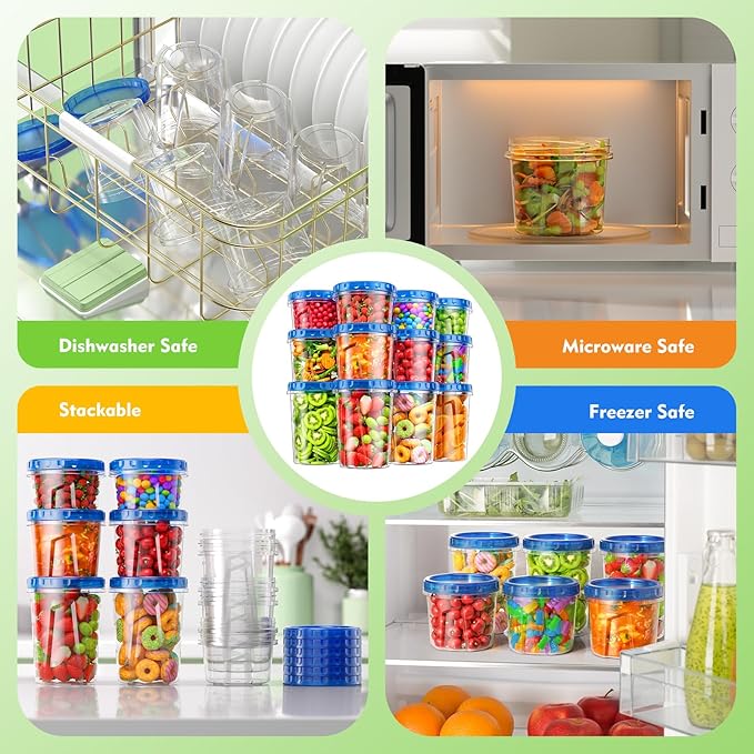 12 Pack- 34/24/17oz Freezer Storage Containers, Plastic Food Storage Containers - Image 4