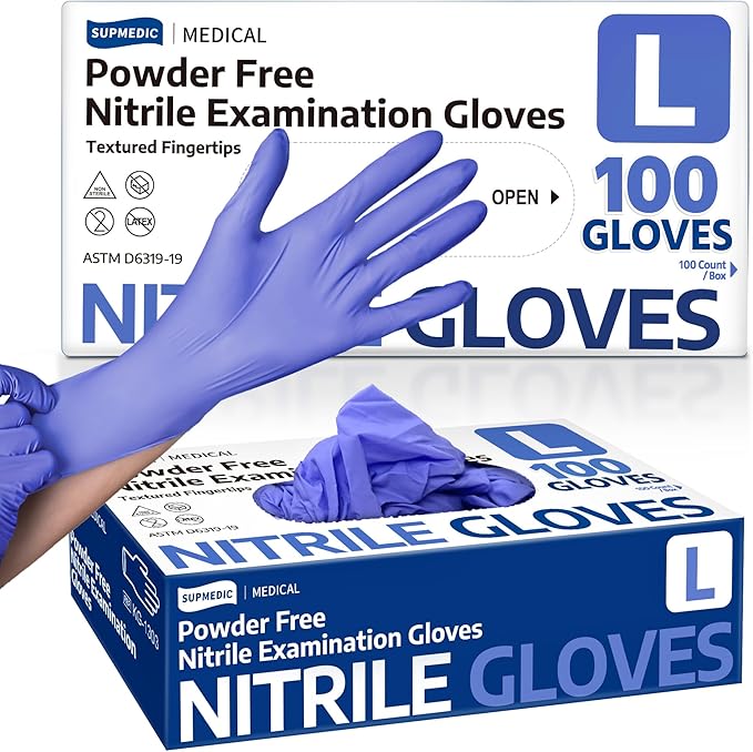Medical Soft Max™ Nitrile Exam Gloves, Powder-Free Latex-Free Food Safe Clean by Supmedic