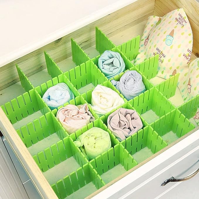 ZOENHOU 60 PCS Green Drawer Dividers, 12.6 x 2.8 Inch Adjustable Premium - Image 5