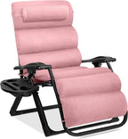 Best Choice Products Oversized Zero Gravity Chair, Folding Outdoor Patio Recliner, XL Anti Gravity Lounger w/Removable Cushion, Cup Holder, Side Tray, 350lb Capacity - Pink by BestChoiceProducts