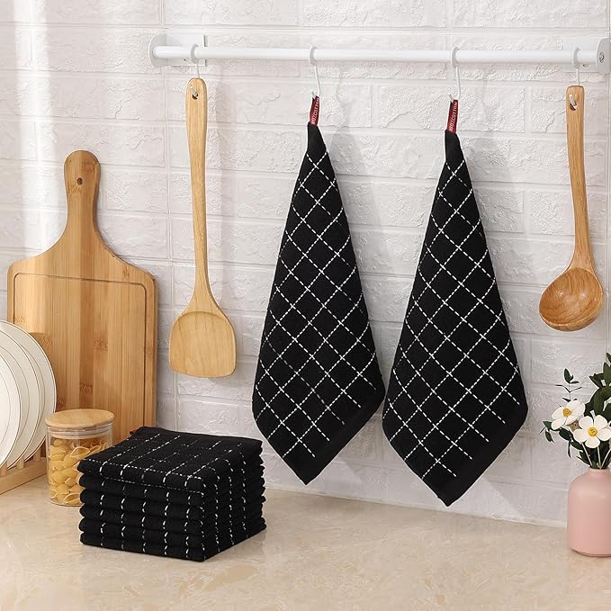 Mordimy 100% Cotton Terry Cloth Dish Cloths, Soft and Absorbent Checkered Dish - Image 7