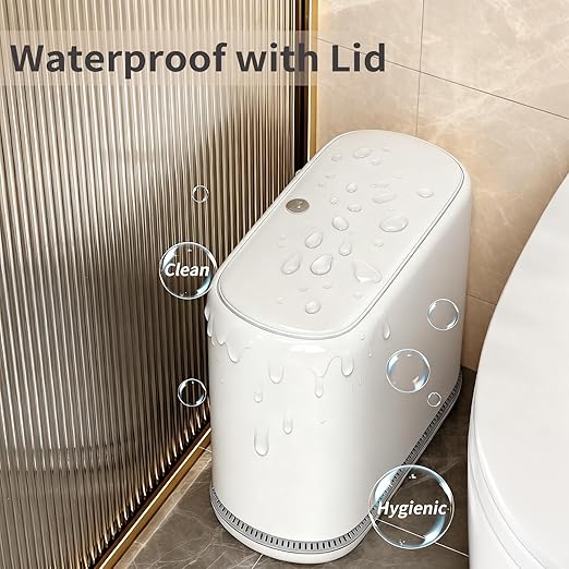 Small Bathroom Trash Can with Lid, 3 Gallon Slim Garbage Bin with Pop-Up Lid & - Image 7