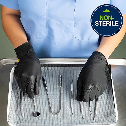 HALYARD Black Disposable Nitrile Exam Gloves Powder Free Medical, Food Safe - Image 6