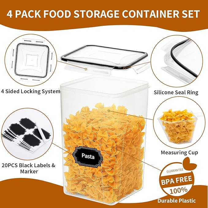 4 Pack Extra Large Airtight Food Storage Containers - Image 3
