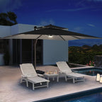 10 X 13 FT Cantilever Patio Umbrella with Led Lights and Base Included Outdoor Heavy Duty Double Top Rectangle Offset Umbrellas with 360-degree Rotation for Pool Deck Backyard, Black - Image 3