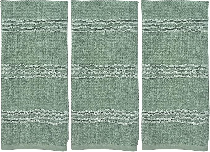 Sage Green Kitchen Dish Towels: 100% Cotton Cloth Soft Cleaning Drying - Image 3