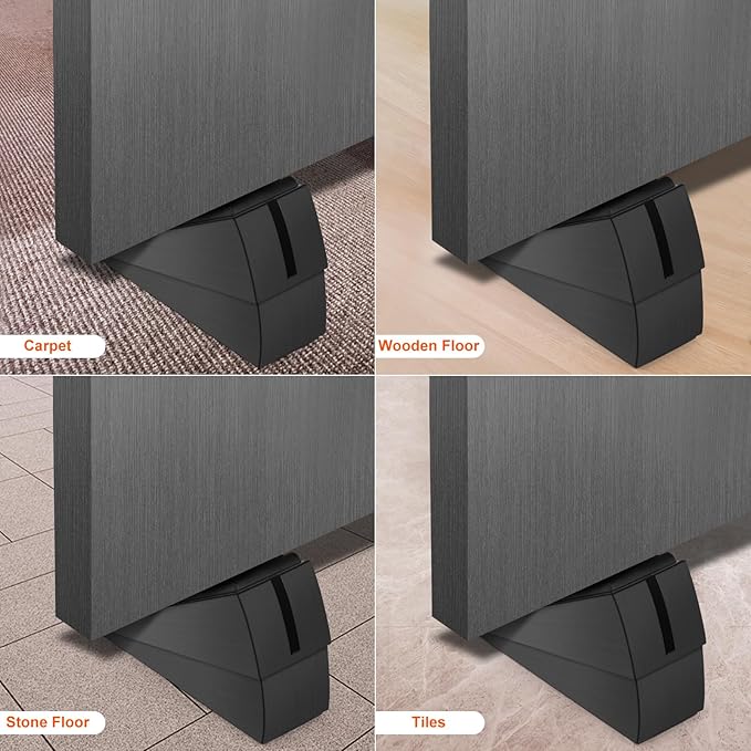 2 Pack Black Adjustable Large Door Stoppers, Heavy Duty Door Stoppers - Image 6