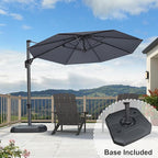PURPLE LEAF 10 Feet Patio Umbrella with Base Outdoor Cantilever Round Umbrella Aluminum Offset Umbrella with 360-degree Rotation for Garden Deck Pool Patio Light Grey - Image 2