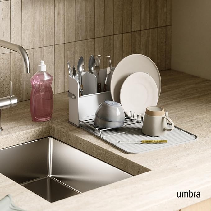 Umbra Sling Compact Dish Rack for Drying Dishes, Cutlery and More, Folds Away - Image 2