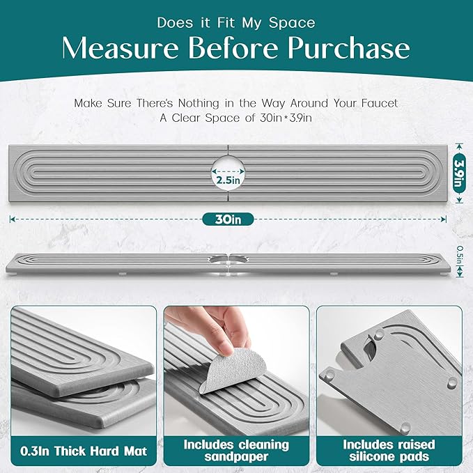 30 inch Kitchen Faucet Absorbent Mat - Image 2