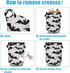 Retro Black White Bat Laundry Basket, Halloween Laundry Hamper Collapsible - Image 5