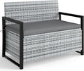 Tangkula 40 Gallon Outdoor Bench with Storage, Patio Wicker Storage Bench with Cushion, Cover, Metal Frame, Deck Box Seat for Backyard, Poolside, Balcony, Garden by TANGKULA