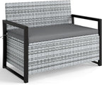 Tangkula 40 Gallon Outdoor Bench with Storage, Patio Wicker Storage Bench with Cushion, Cover, Metal Frame, Deck Box Seat for Backyard, Poolside, Balcony, Garden by TANGKULA