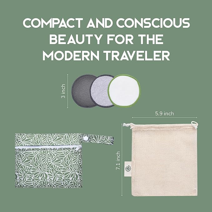 Greenzla Reusable Makeup Remover Pads Travel Set - Image 6