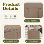 Devoko 31 Gallon Waterproof Outdoor Storage Box Resin Deck Box Lockable and UV Resistant for Patio Furniture,Garden Tools (Light Brown) - Image 5