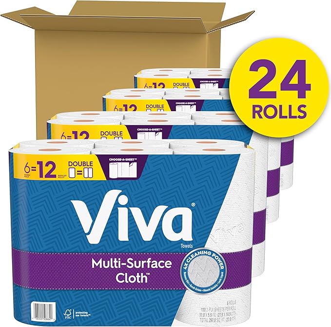 Viva Multi-Surface Cloth Paper Towels, 24 Double Rolls, 110 Sheets Per Roll - Image 2