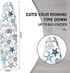 Extra Thick Ironing Board Cover and Pad, Coral Starfish Coastal 15x54 Ironing - Image 2