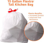 Amazon Basics 13 Gallon Tall Kitchen Drawstring Trash Bags, Flextra Strength - Image 4
