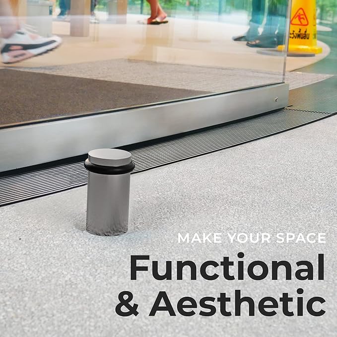 NYCO - Floor Door Stopper Chrome Door Stop - Classy Solid Steel Modern Heavy - Image 6