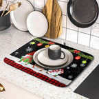 Merry Christmas Dish Drying Mat Black Gnomes Dish Drainer Mats 16x18 Inch - Image 5