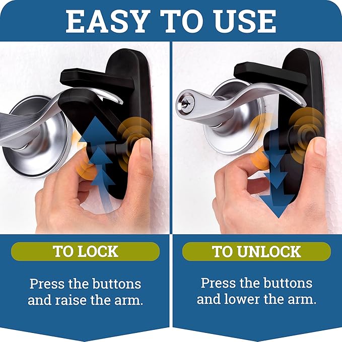 Door Lever Lock Prevents Toddlers from Opening Doors. 3.25" L * 1.5" W * 4.5" H - Image 2