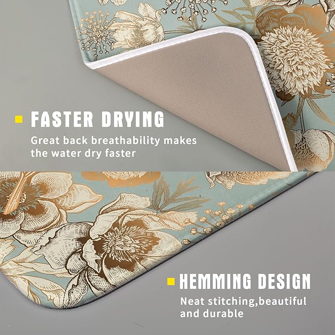 Retro Flower Bird Dish Drying Pad 16 x 18 Inch - Image 3
