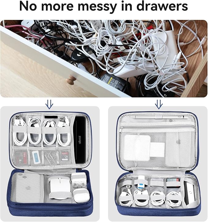 DDgro Electronic Cable Organizer Bag, Large Travel Cord Storage Case - Image 4